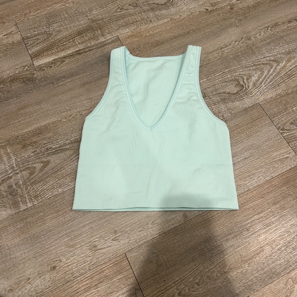 Athleta Aurora Seamless Crop Rib Tank (Mint) - Picture 3 of 4